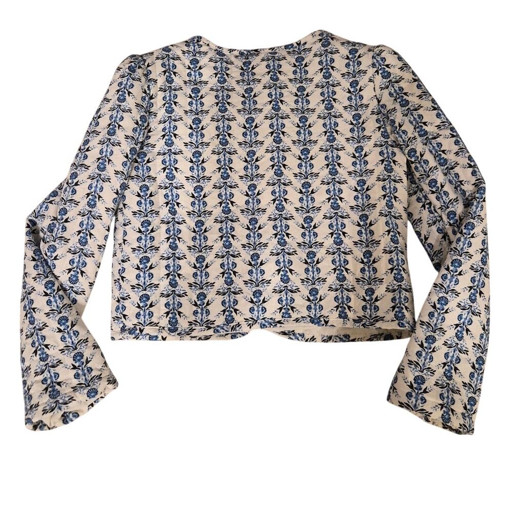 Caroline Constas Structured Ladylike Floral Quilted Linen Blend Jacket - Picture 4 of 5